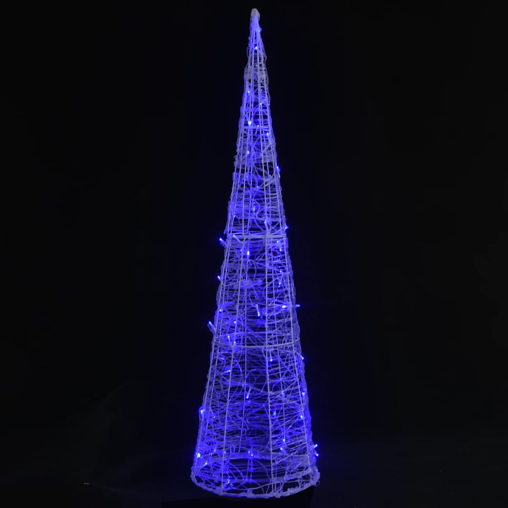 vidaXL Акрилна декоративна пирамида LED светещ конус син 120 см