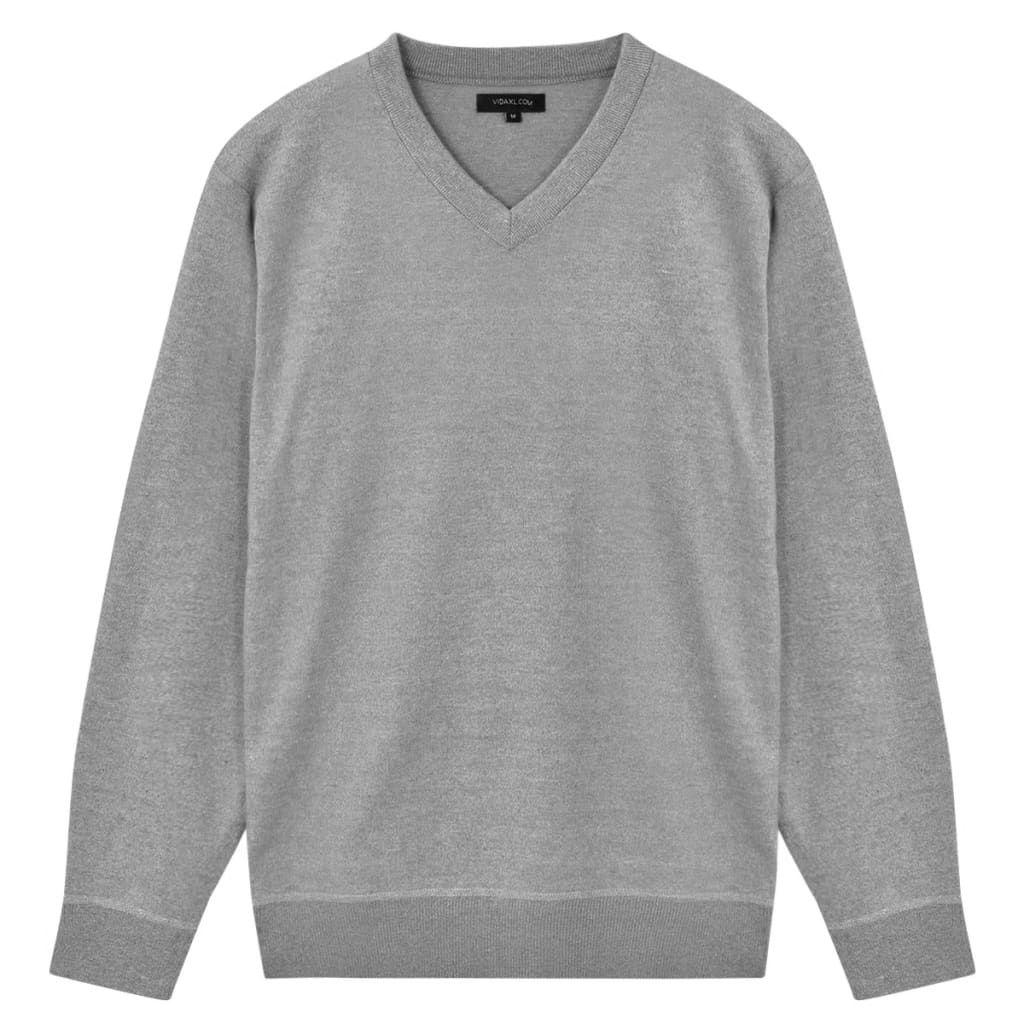 vidaXL 5 бр мъжки пуловери с V-образно деколте сиви XL