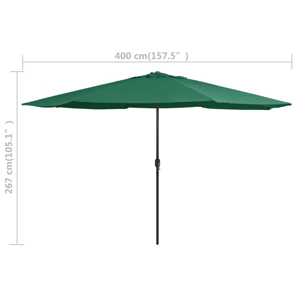 vidaXL Градински чадър с метален прът, 400 см, зелен