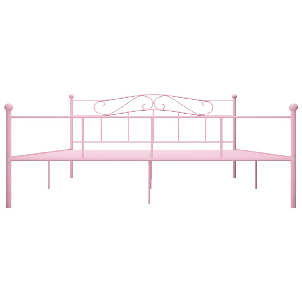 vidaXL Рамка за легло, розова, метал, 180x200 см
