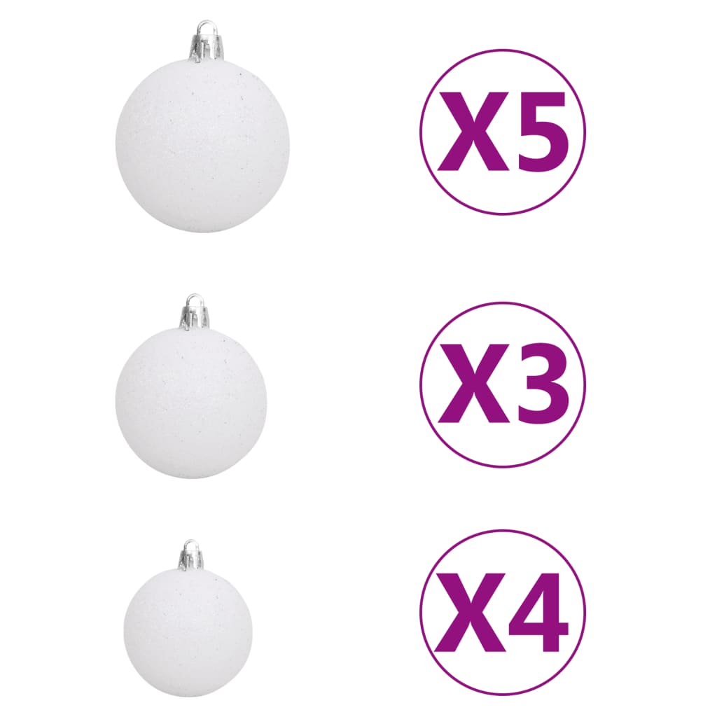 vidaXL Комплект коледни топки 61 части с връх и 150 LED бяло и сиво