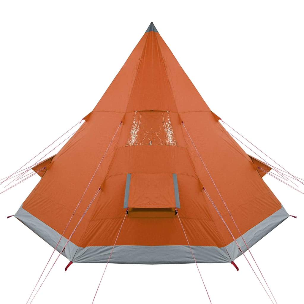 vidaXL Къмпинг палатка типи, 4-местна, сиво-оранжева, водоустойчива