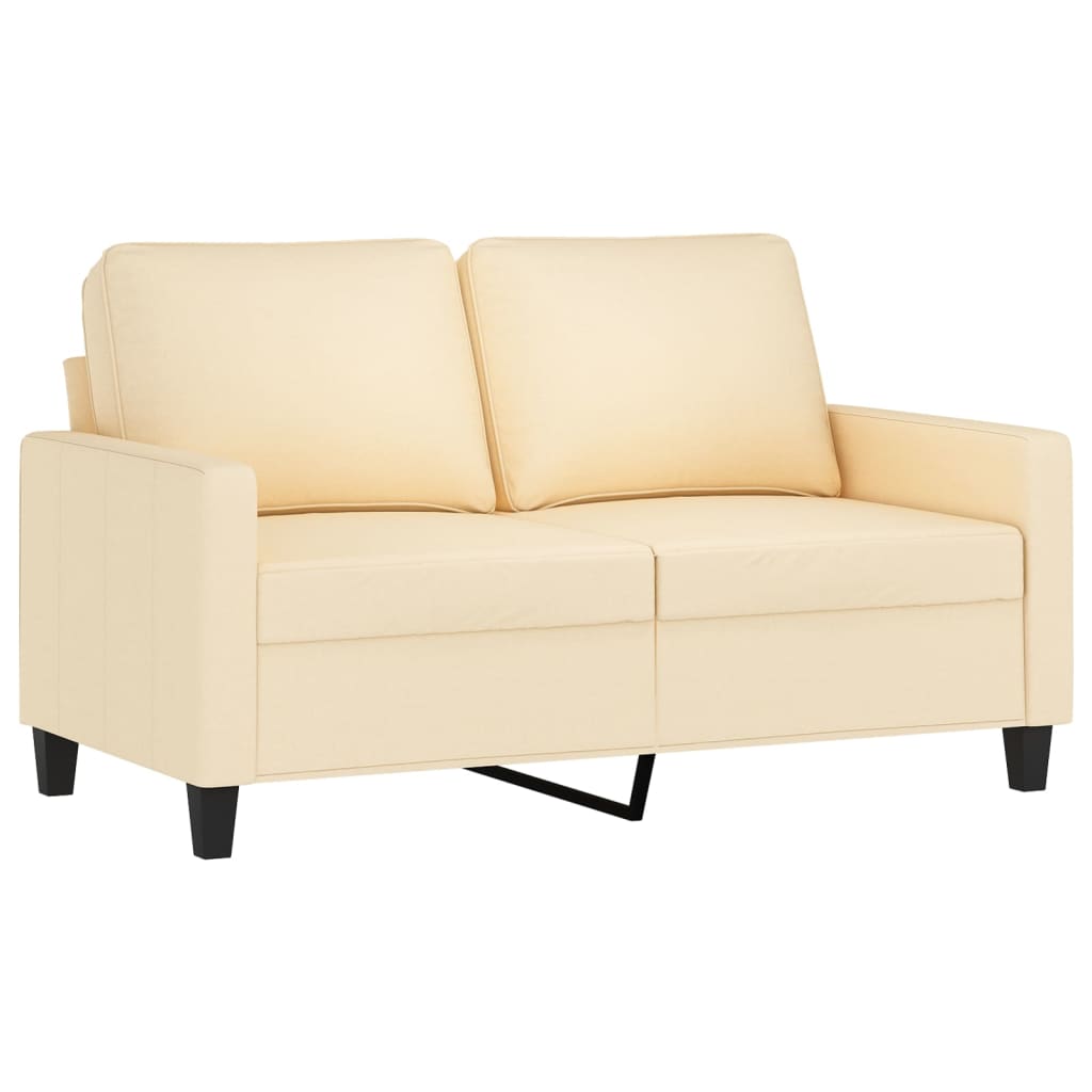vidaXL 2-местен диван, кремав, 120 см, текстил