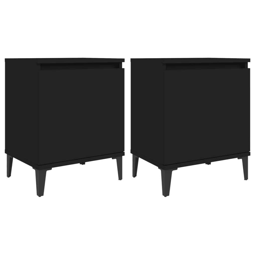 vidaXL Нощни шкафчета с метални крака, черни, 40x30x50 см