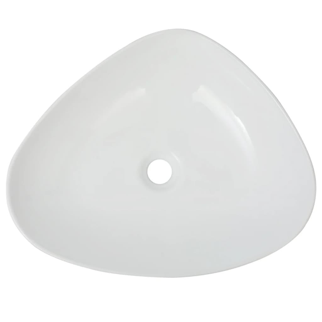 vidaXL Керамична триъгълна мивка, бяла, 50,5x41х12 см
