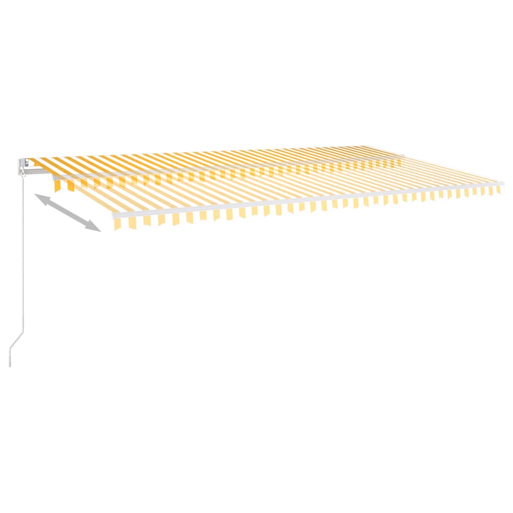 vidaXL Автоматично прибиращ се сенник с прътове, 6x3,5 м, жълто и бяло