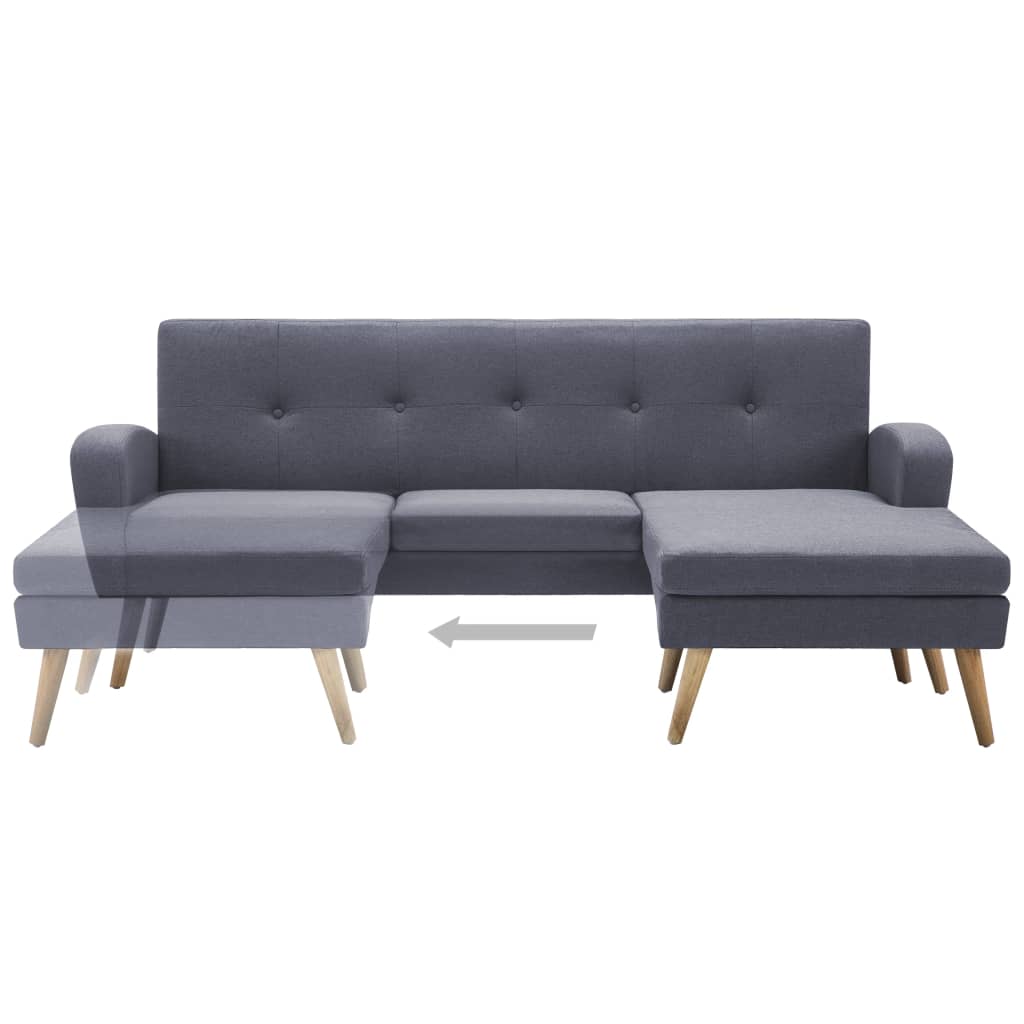 vidaXL Ъглов диван, тапицерия от текстил, 186x136x79 см, светлосив