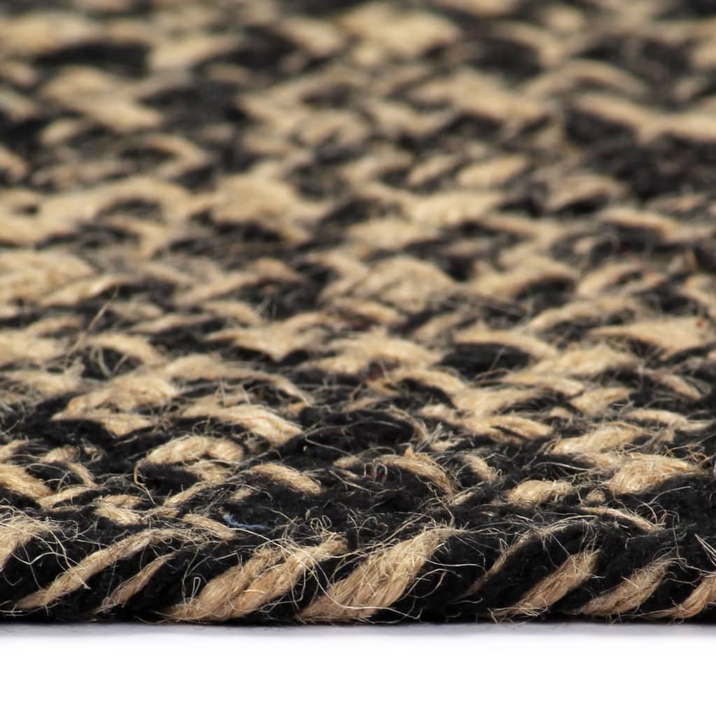 vidaXL Ръчно тъкан килим от юта, черно и кафяво, 180 см