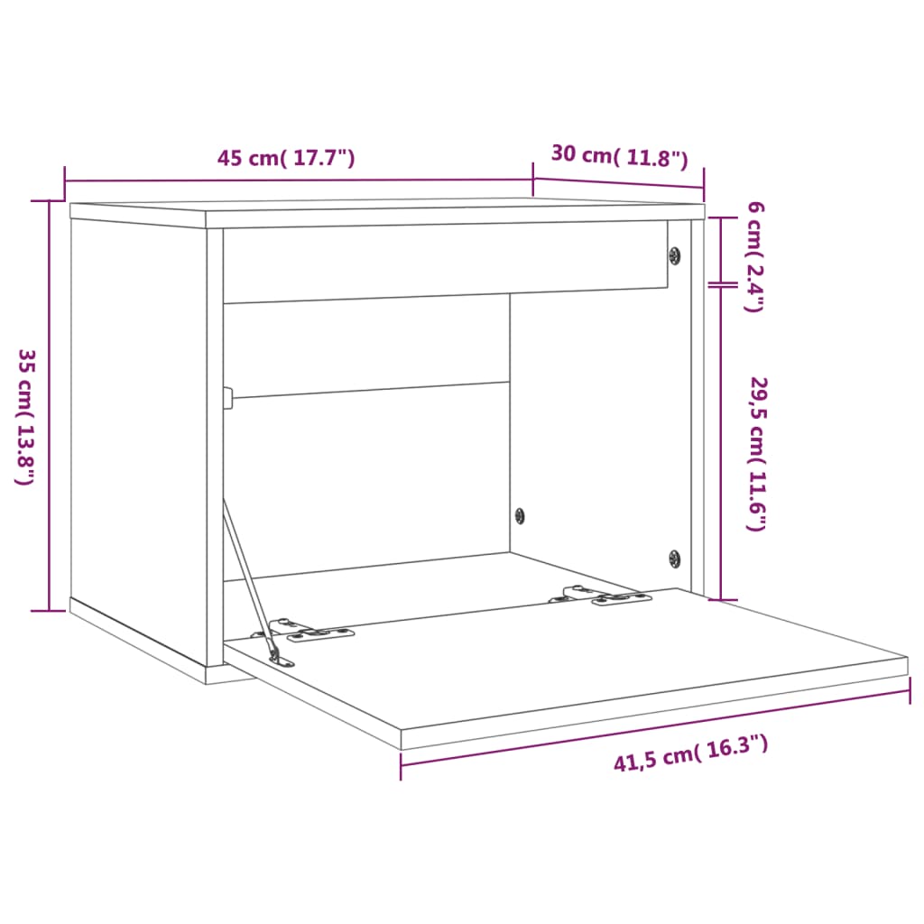 vidaXL Стенен шкаф, меденокафяв, 45x30x35 см, бор масив