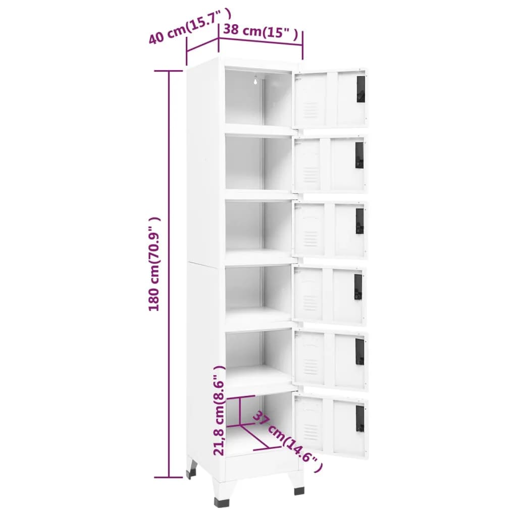vidaXL Заключващ се шкаф, бял, 38x40x180 см, стомана