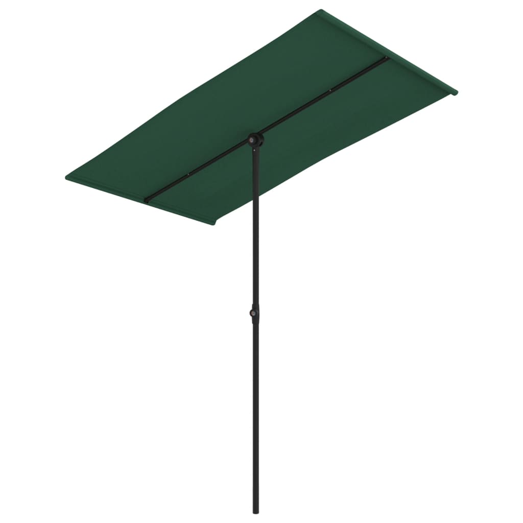 vidaXL Градински чадър с алуминиев прът, 180x110 см, зелен