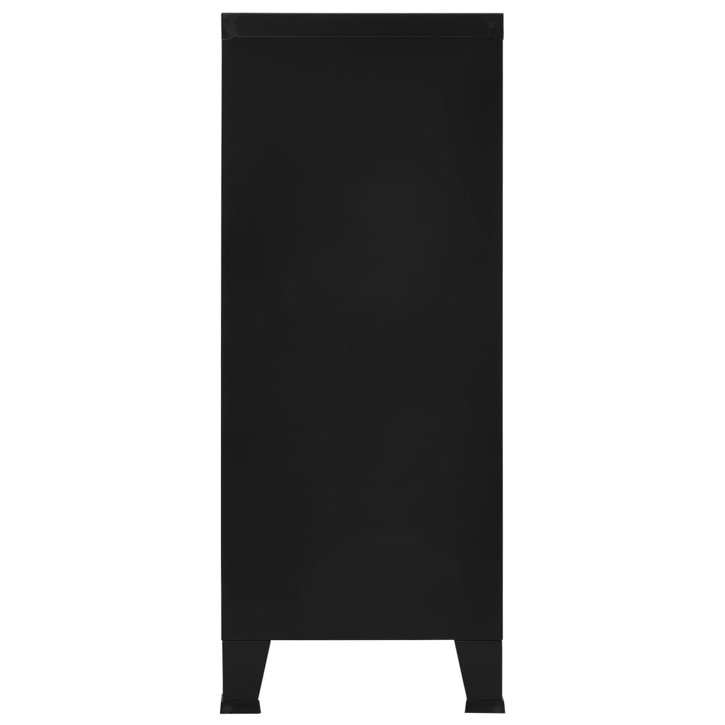 vidaXL Индустриален скрин за съхранение, черен, 90x40x100 cм, стомана