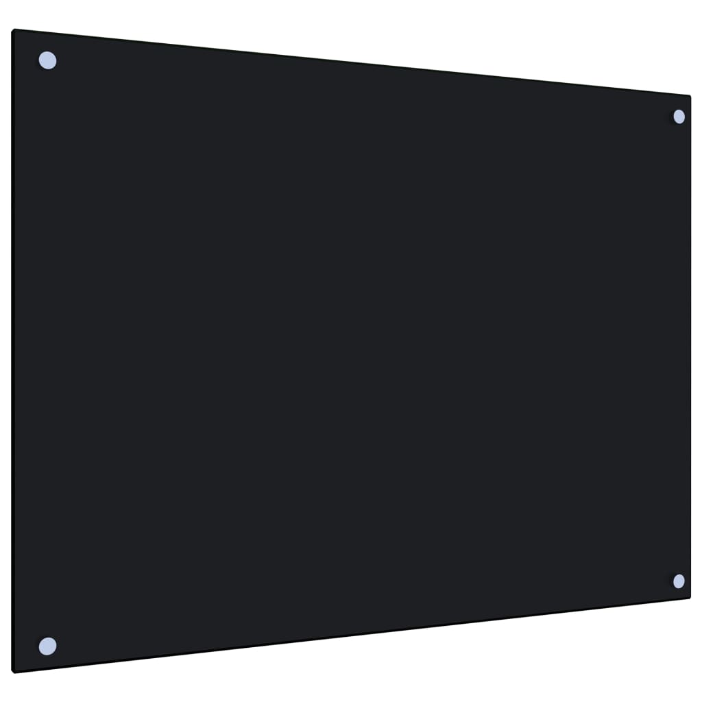 vidaXL Кухненски гръб, черен, 80x60 см, закалено стъкло