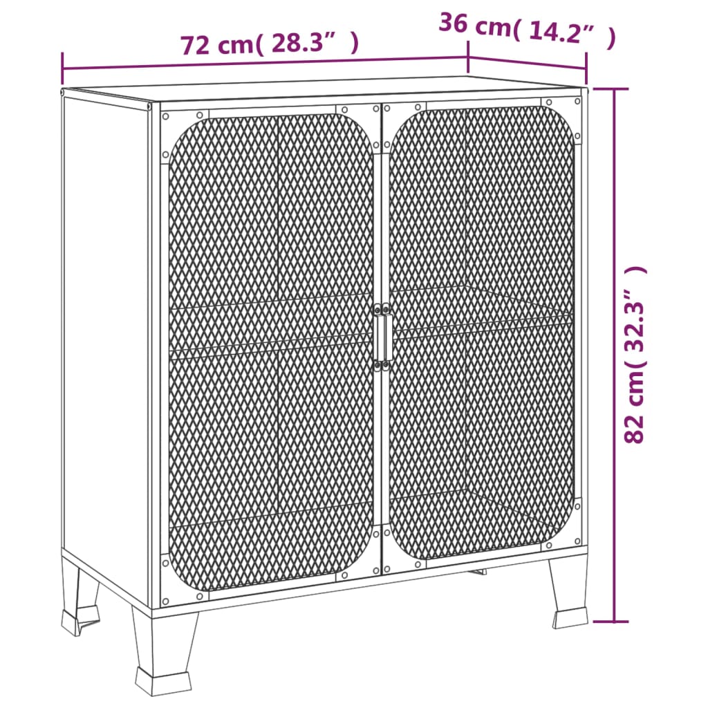 vidaXL Шкаф за съхранение, рустик кафяво, 72x36x82 см, метал и МДФ