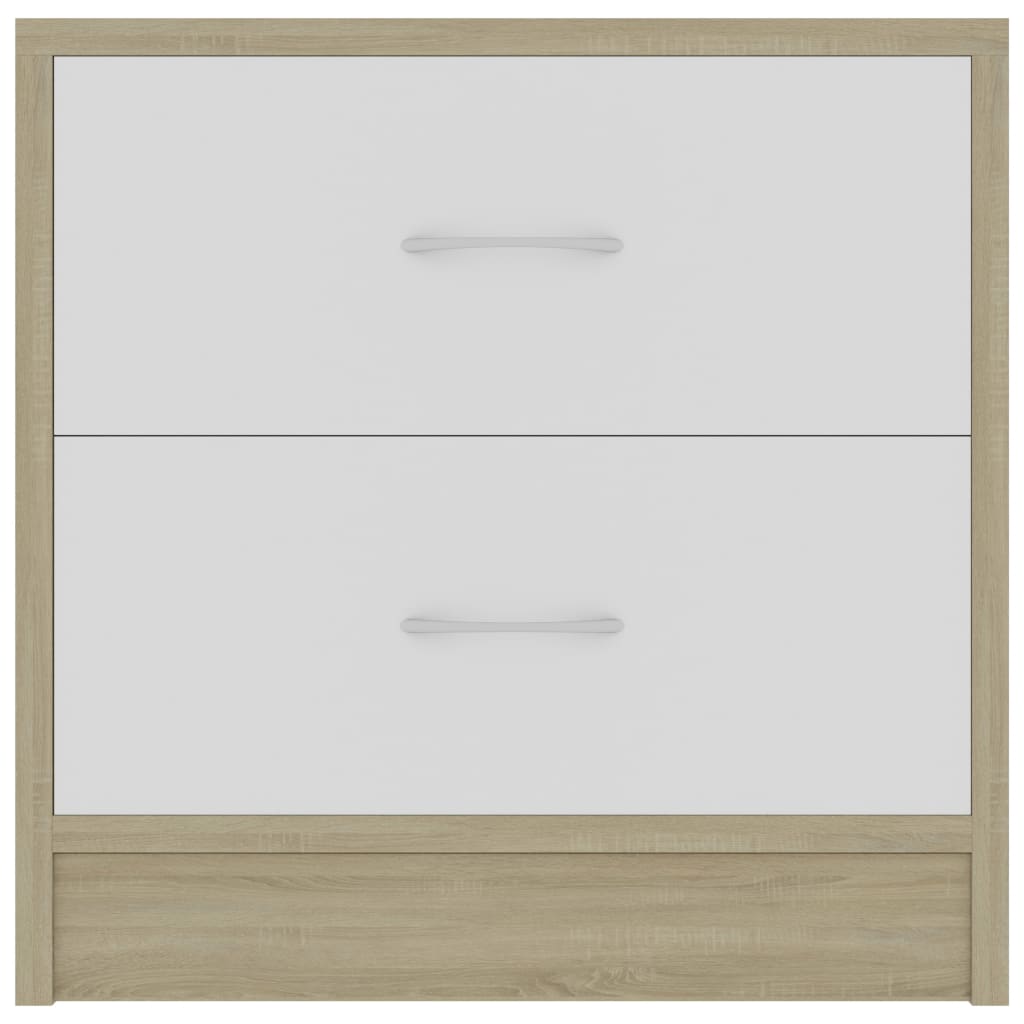 vidaXL Нощно шкафче, бяло и дъб сонома, 40x30x40 см, ПДЧ