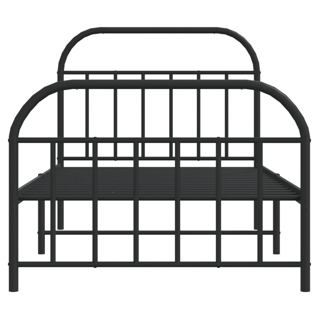vidaXL Метална рамка за легло с горна и долна табла, черна, 100x190 см