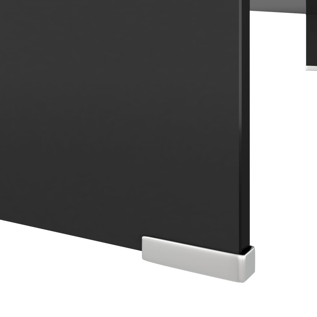 vidaXL Стойка за телевизор/монитор, стъкло, черна, 110x30x13 см