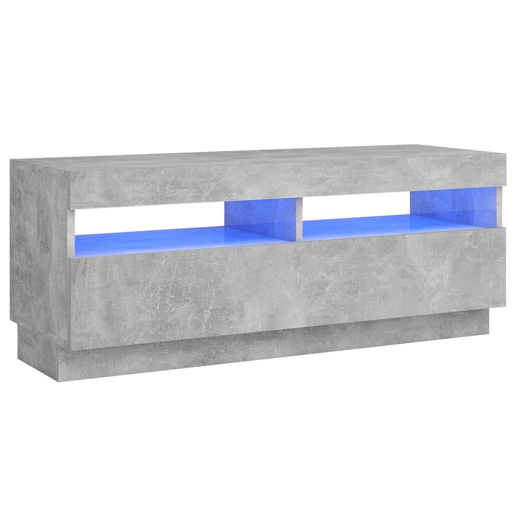 vidaXL ТВ шкаф с LED осветление, бетонно сив, 100x35x40 см