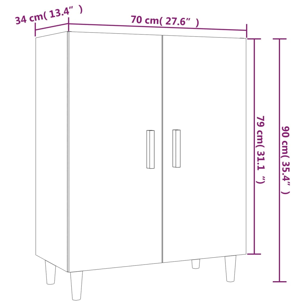 vidaXL Висок шкаф, бял гланц, 70x34x180 см, инженерно дърво