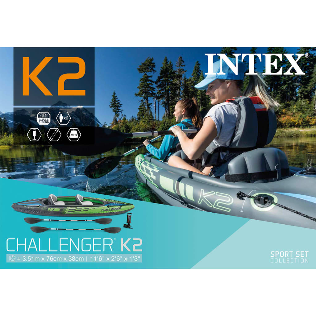 Intex Надуваем каяк Challenger K2 351x76x38 см 68306NP