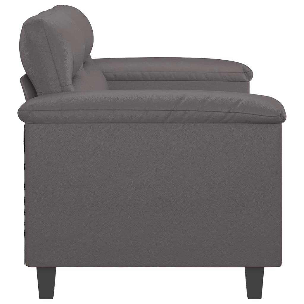 vidaXL 2-местен диван, сив, 140 см, изкуствена кожа