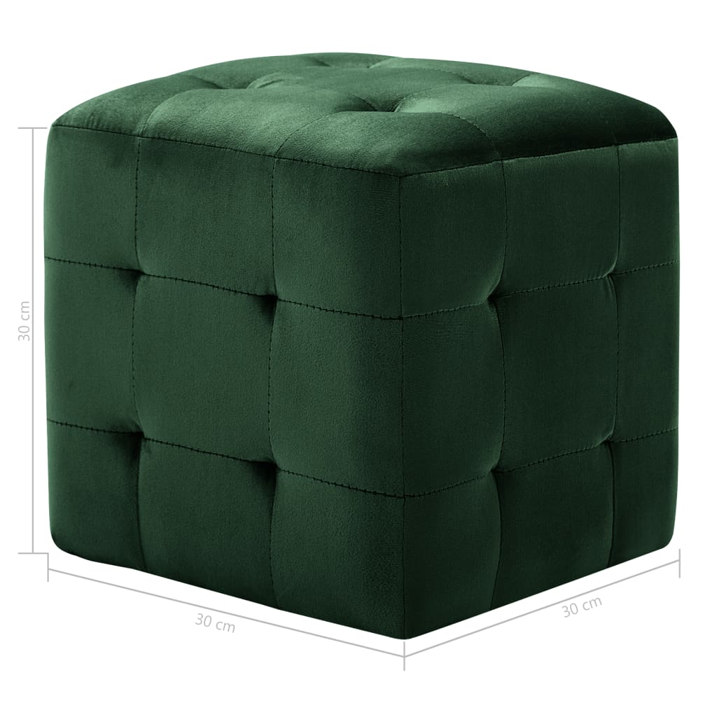 vidaXL Нощни шкафчета, 2 бр, зелени, 30x30x30 см, кадифен текстил