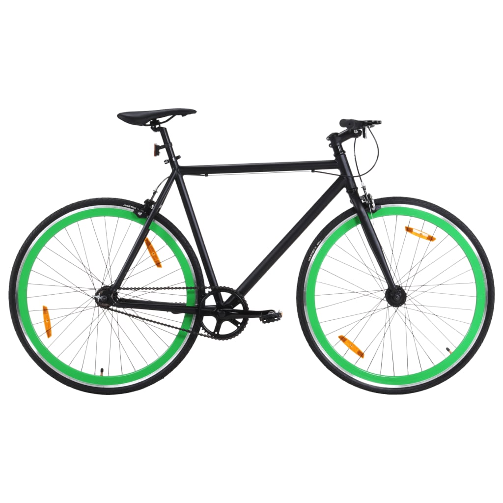 vidaXL Велосипед с фиксирана предавка, черно и зелено, 700c, 55 см