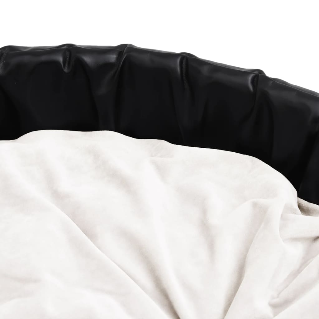 vidaXL Кучешко легло черно и бежово 99x89x21 см плюш и изкуствена кожа