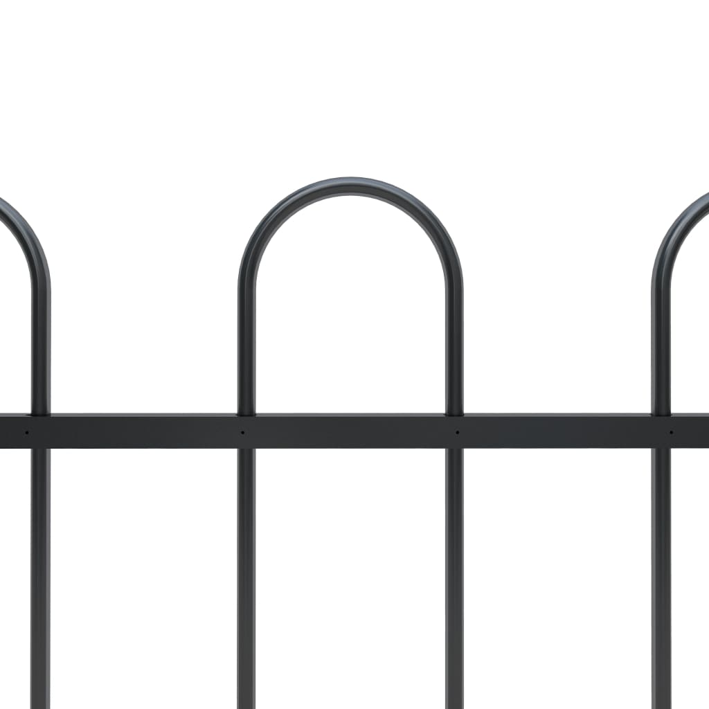 vidaXL Градинска ограда с извити върхове, стомана, 8,5x1 м, черна