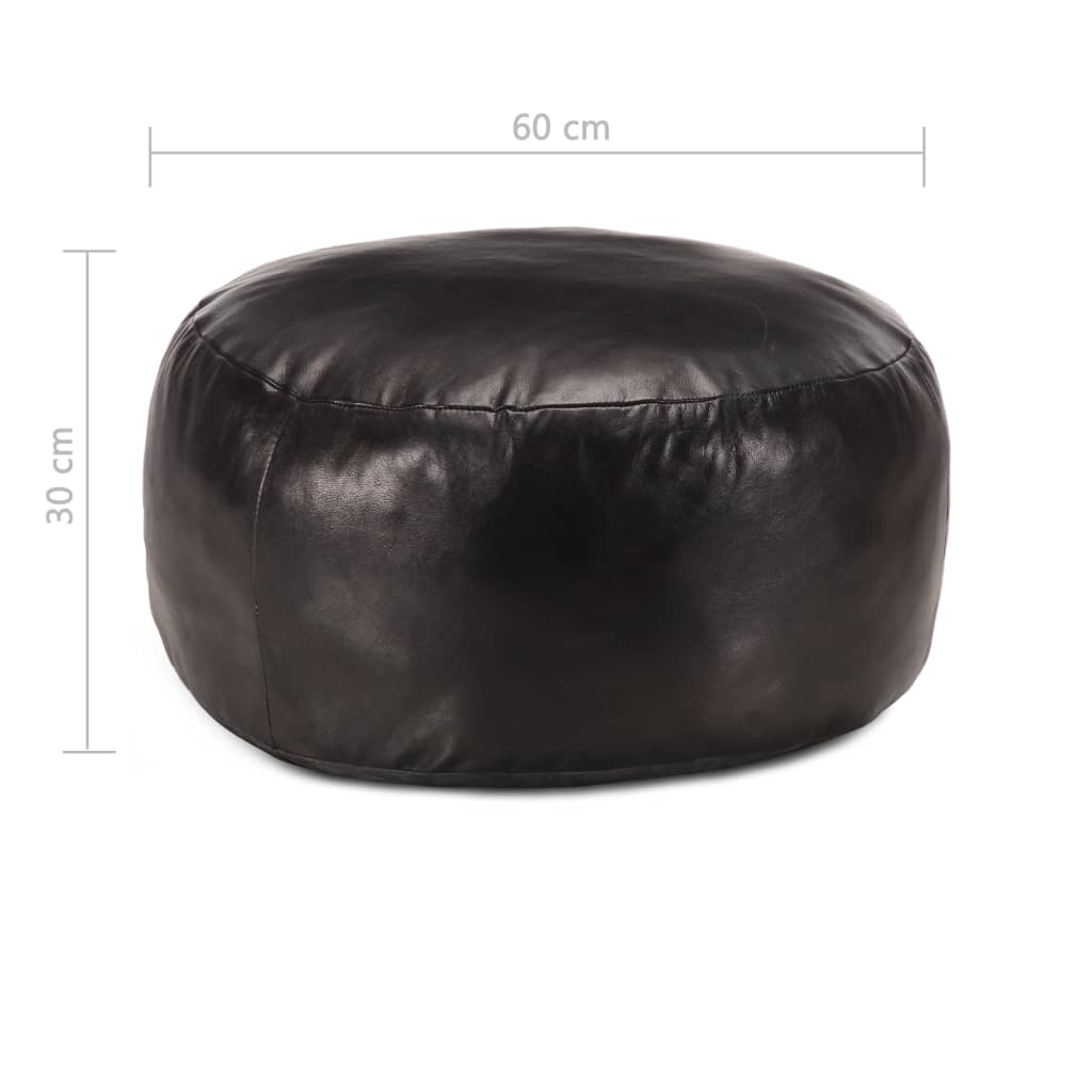 vidaXL Пуф, черен, 60х30 см, естествена козя кожа