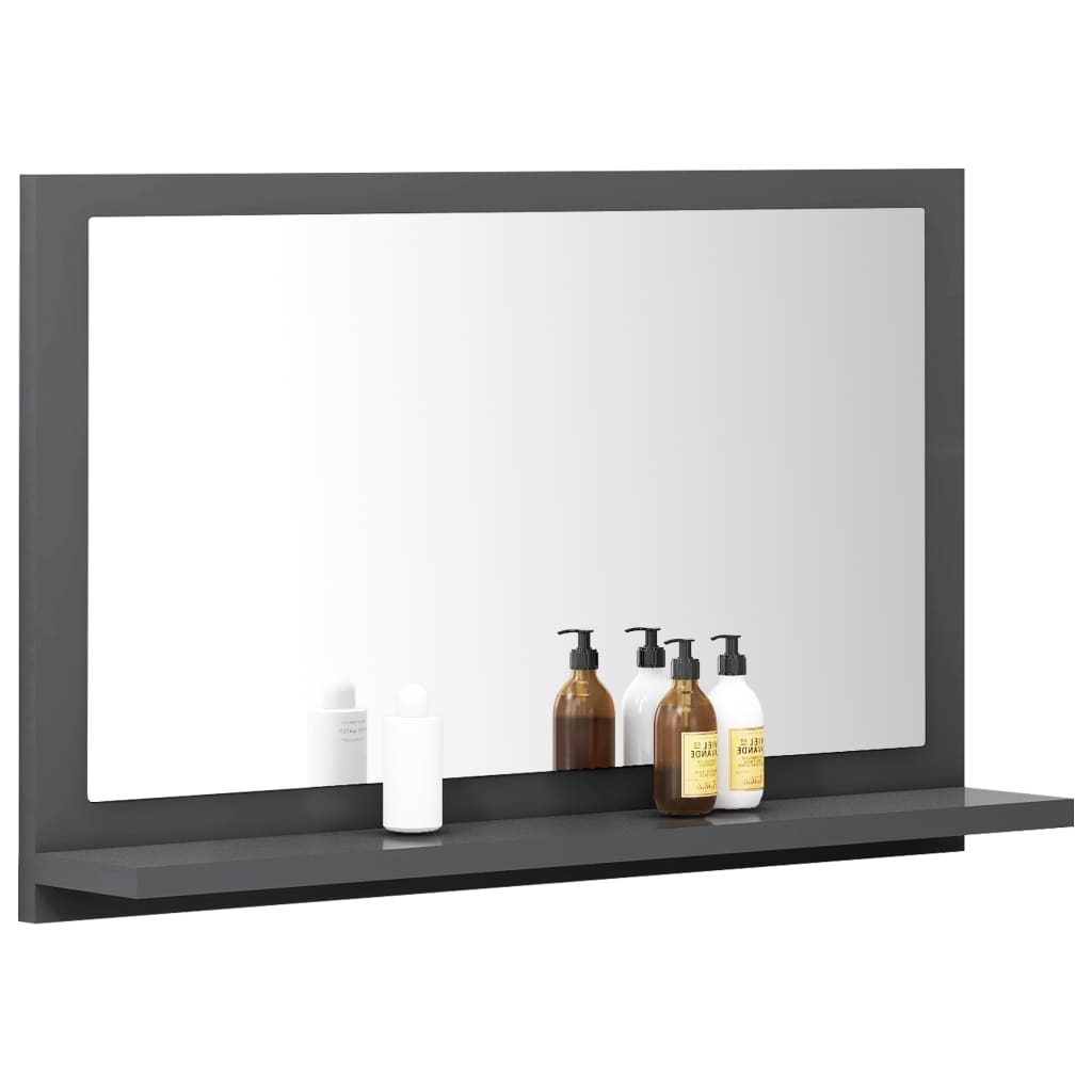 vidaXL Огледало за баня, сиво, 60x10,5x37 см, ПДЧ