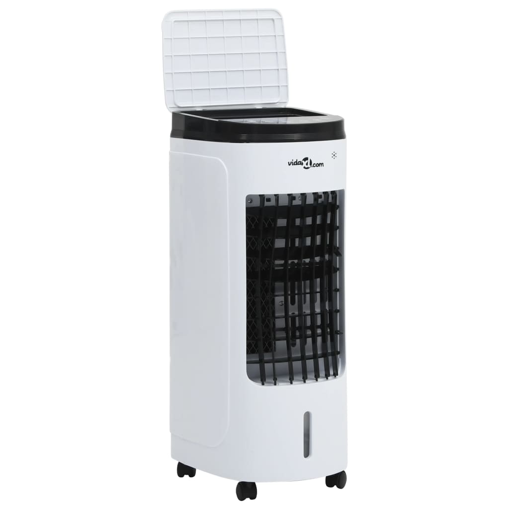 vidaXL 3-в-1 мобилен охладител, бяло и черно, 60 W