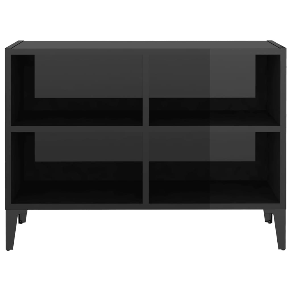 vidaXL ТВ шкаф с метални крака, черен шкаф, 69,5x30x50 см