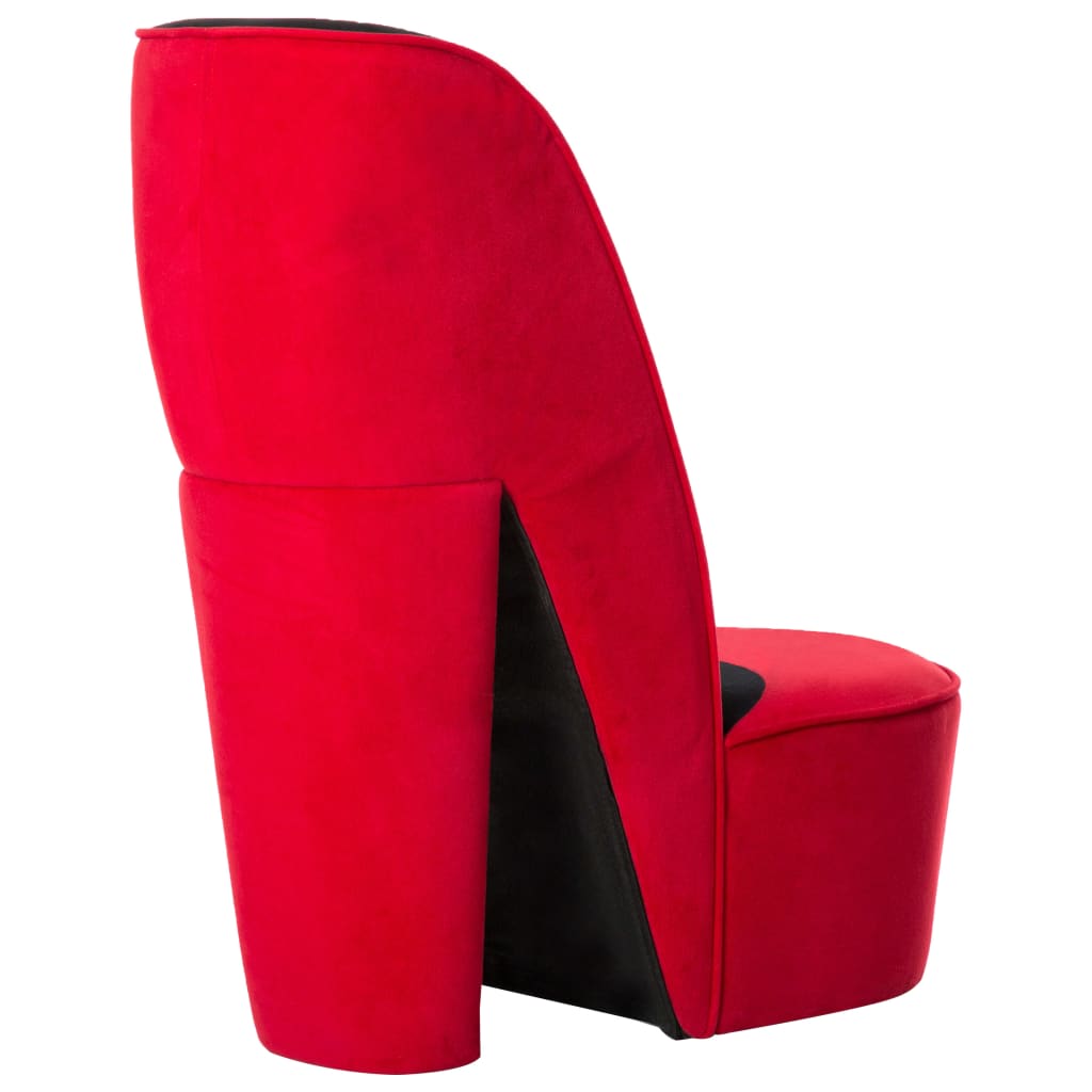 vidaXL Стол във форма на обувка на висок ток, червен, кадифе