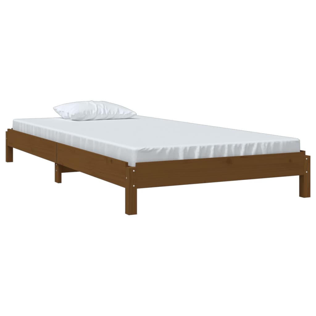 vidaXL Стифиращо легло, меденокафяво, борово дърво масив, 90x190 см