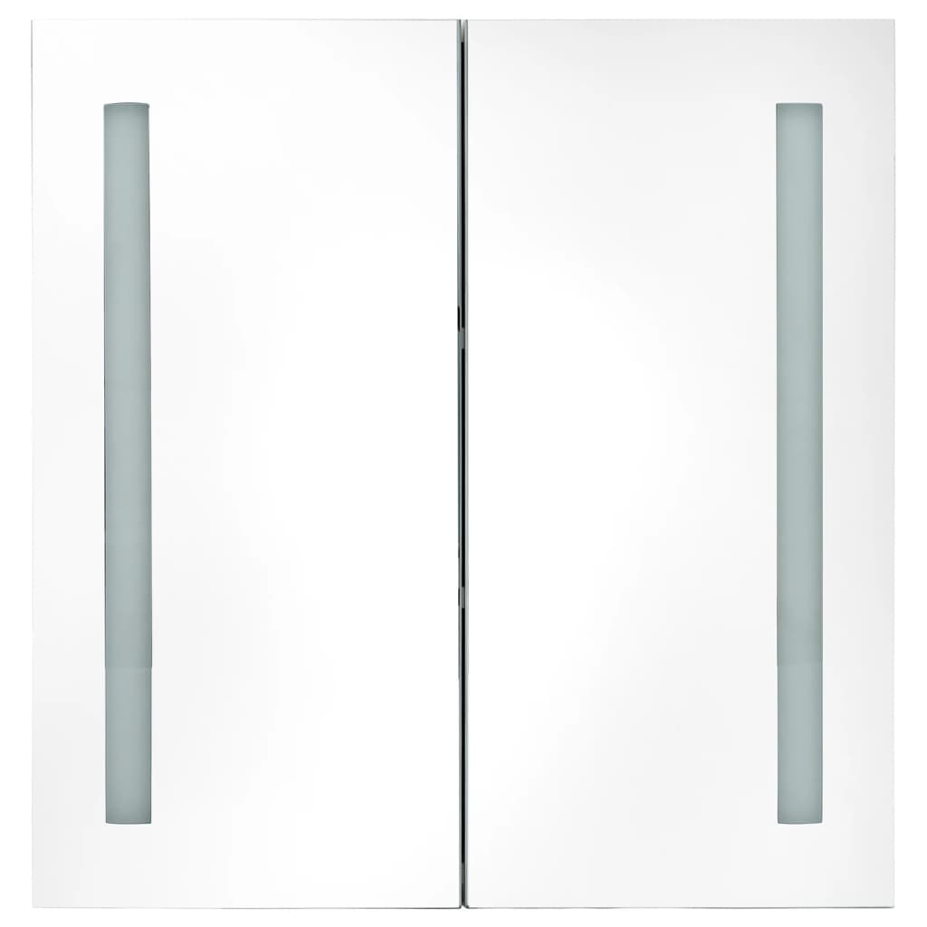 vidaXL LED шкаф с огледало за баня, бяло и цвят дъб, 62x14x60 см