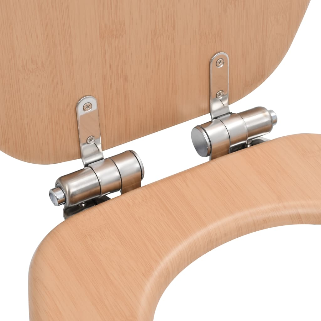 vidaXL Тоалетни седалки с плавно затваряне, 2 бр, МДФ, дизайн бамбук