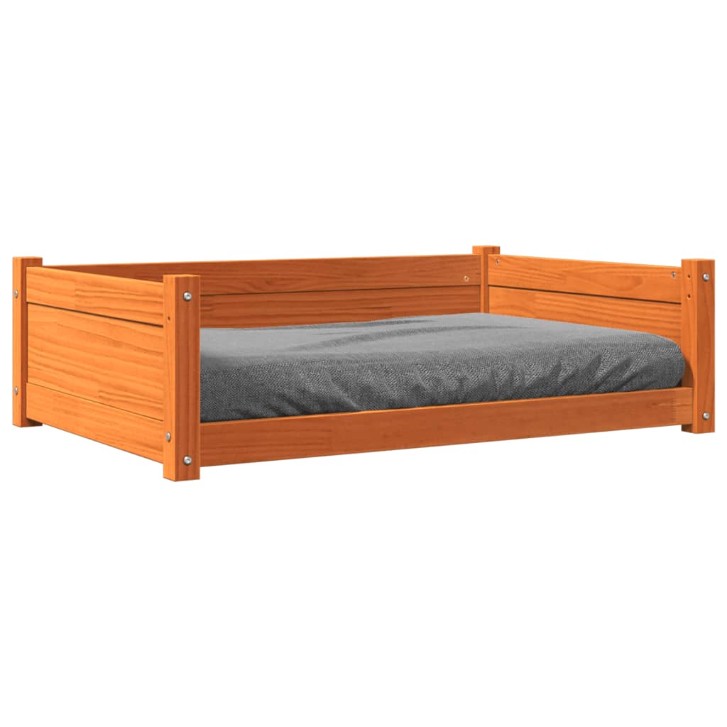 vidaXL Кучешко легло, восъчнокафяво, 95,5x65,5x28 см, бор масив