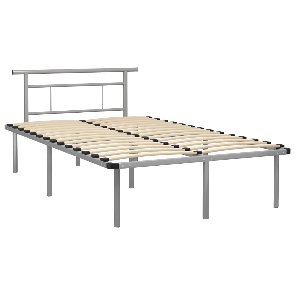 vidaXL Рамка за легло, сива, метал, 120x200 cм