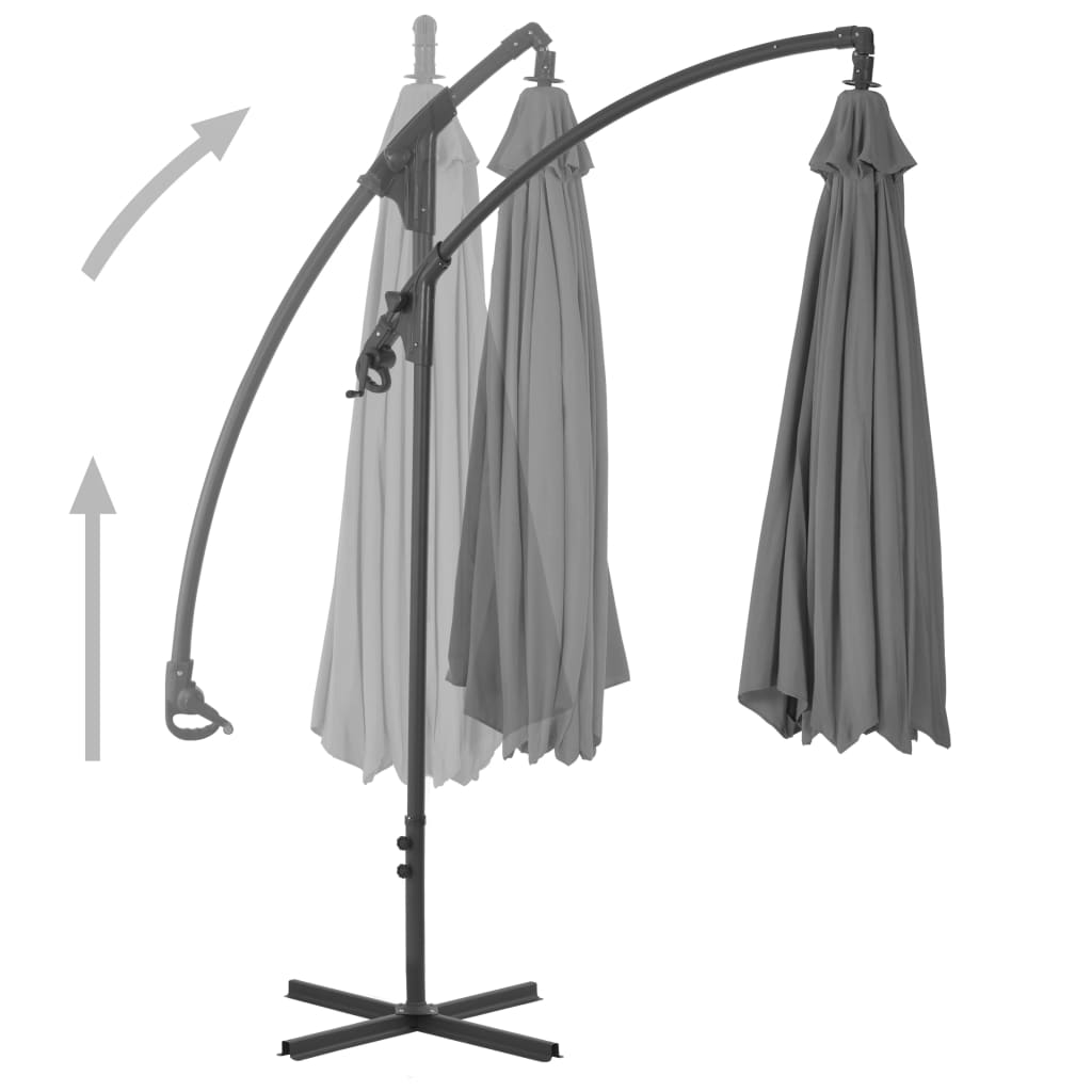 vidaXL Градински чадър чупещо рамо и стоманен прът 250x250 см антрацит