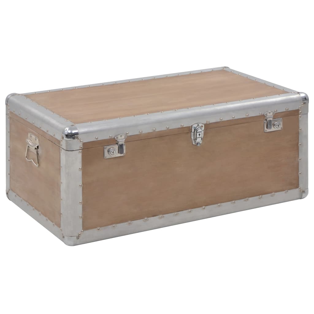 vidaXL Кутия за съхранение, чам масив, 91x52x40 см, кафява