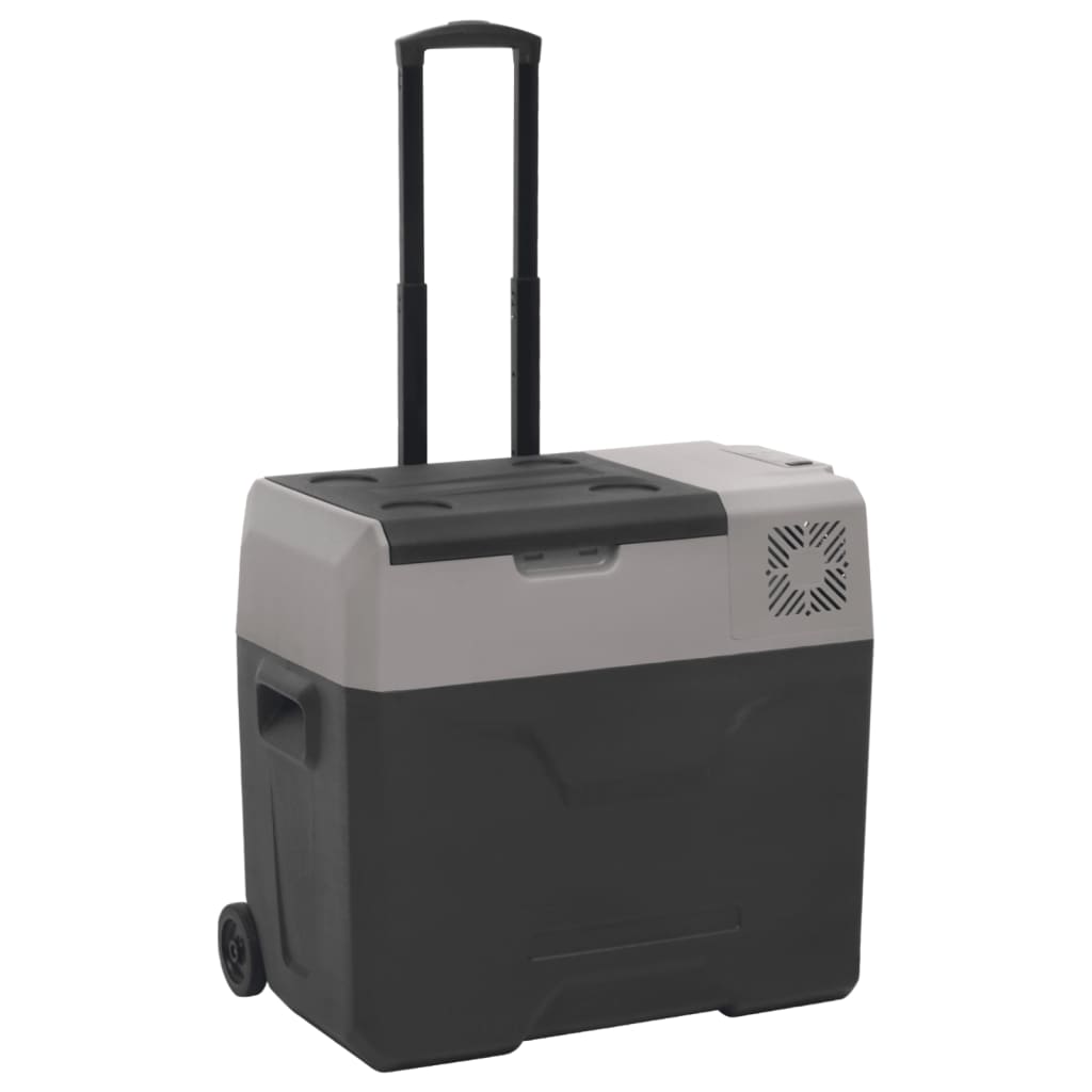 vidaXL Хладилна кутия с колелца и адаптер черно/сиво 40 л полипропилен