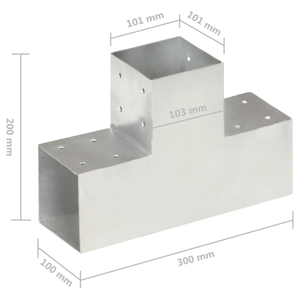 vidaXL Конектори за греди 4 бр T-образни поцинкован метал 101x101 мм