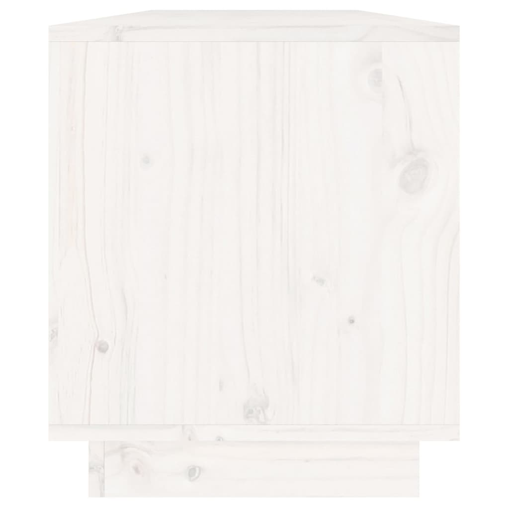 vidaXL ТВ шкаф, бял, 110,5x34x40 см, бор масив
