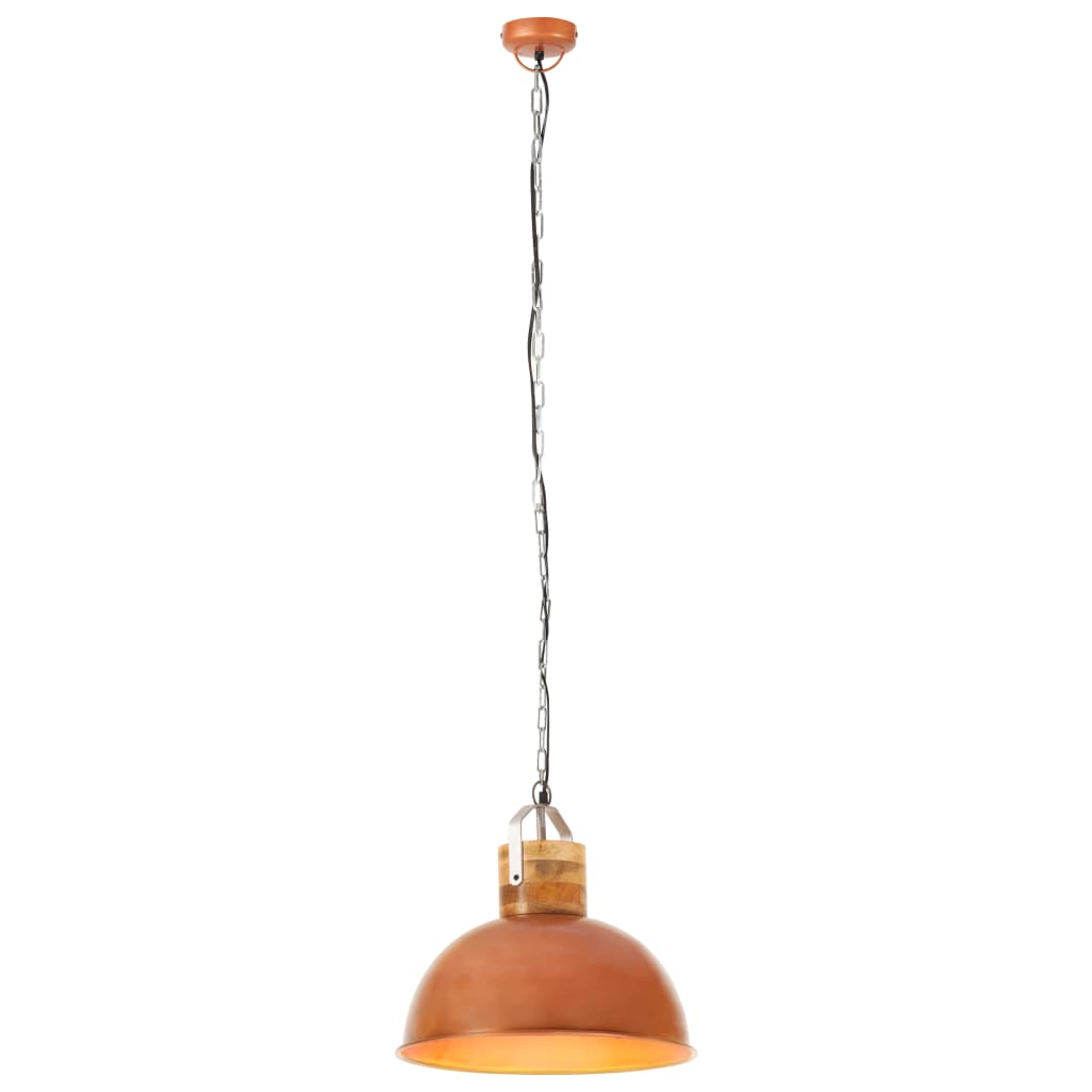 vidaXL Индустриална пенделна лампа медна кръгла 42 см E27 манго масив