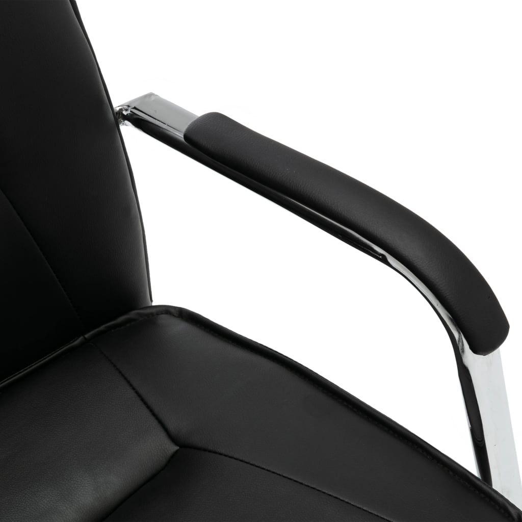 vidaXL Офис стол, черен, изкуствена кожа