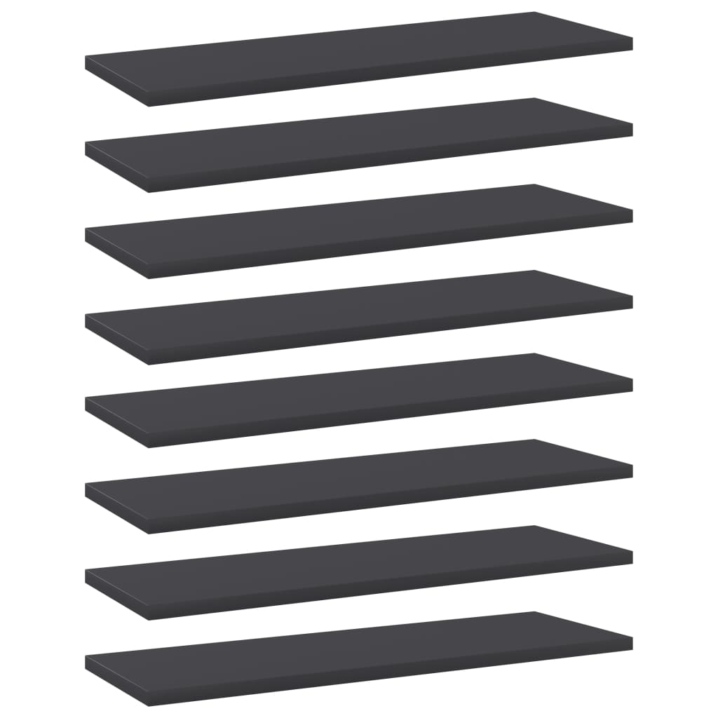 vidaXL Рафтове за етажерка, 8 бр, сиви, 60x20x1,5 см, ПДЧ