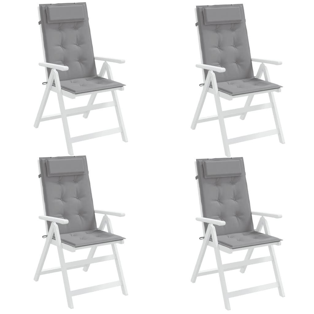 vidaXL Възглавници за стол с висока облегалка 4 бр сиви Оксфорд плат