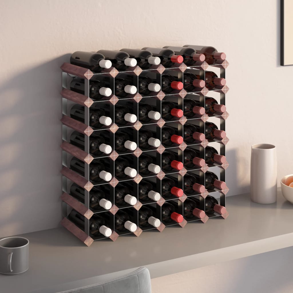 vidaXL Стойка за вино за 42 бутилки, кафява, бор масив