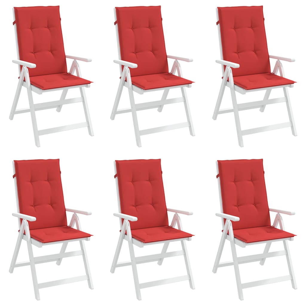 vidaXL Възглавници за стол с облегалка 6 бр червени 120x50x3 см плат